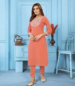 Beautiful Rust Colour Ethnic Embroidered Kurti