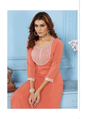 Beautiful Rust Colour Ethnic Embroidered Kurti 2