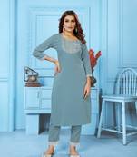 Beautiful Grey Colour Ethnic Embroidered Kurti