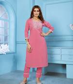 Beautiful Pink Colour Ethnic Embroidered Kurti