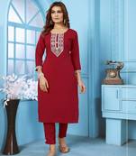 Beautiful Maroon Colour Ethnic Embroidered Kurti
