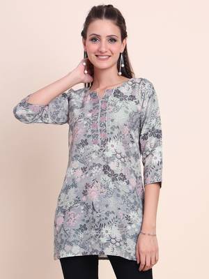 Casual Wearing Grey Colour Short Kurti for Formal Looks 1