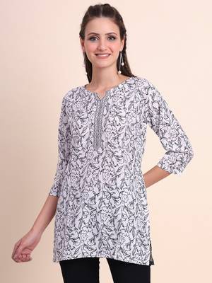 Casual Wearing White Colour Short Kurti for Formal Looks 1