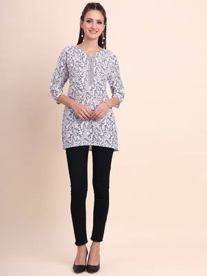 Casual Wearing White Colour Short Kurti for Formal Looks 4