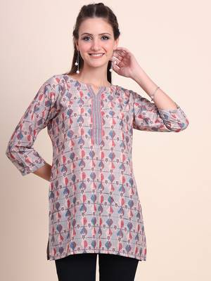 Casual Wearing Cream Colour Short Kurti for Formal Looks 1