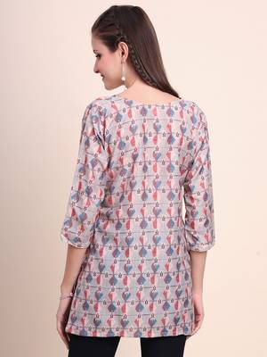 Casual Wearing Cream Colour Short Kurti for Formal Looks 2