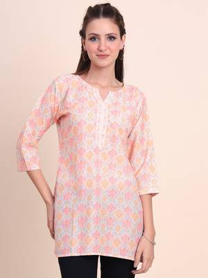 Casual Wearing Peach Colour Short Kurti for Formal Looks 1