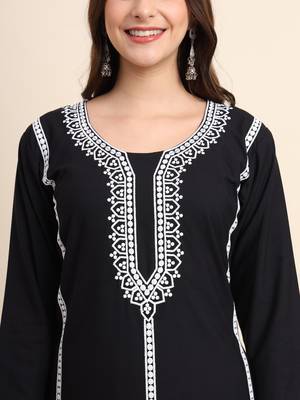 Black Colour Ethnic Rayon Kurti 3