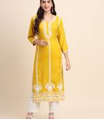 Yellow Colour Ethnic Rayon Kurti