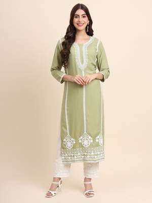 Pista Colour Ethnic Rayon Kurti 1