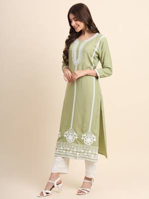 Pista Colour Ethnic Rayon Kurti 4