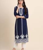 Blue Colour Ethnic Rayon Kurti