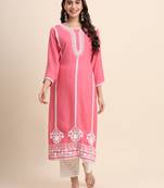 Pink Colour Ethnic Rayon Kurti