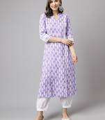 Fancy Voilet Colour Designer Partywear Kurti Bottom Set For Girlish Looks