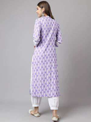 Fancy Voilet Colour Designer Partywear Kurti Bottom Set For Girlish Looks 2