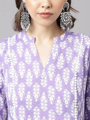 Fancy Voilet Colour Designer Partywear Kurti Bottom Set For Girlish Looks 3