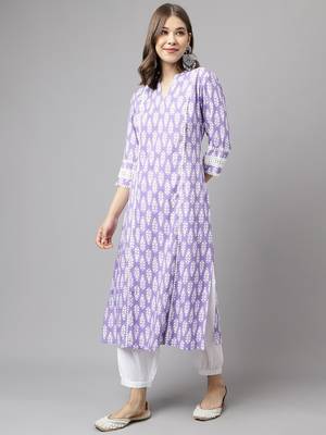 Fancy Voilet Colour Designer Partywear Kurti Bottom Set For Girlish Looks 4