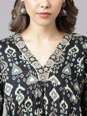 Fancy Black Colour Designer Partywear Kurti Bottom Set For Girlish Looks 3