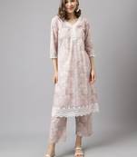 Fancy Baby Pink Colour Partywear Kurti Bottom Set For Girlish Looks