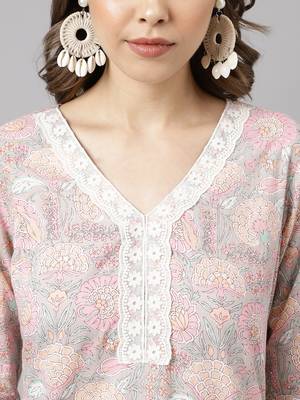 Fancy Baby Pink Colour Partywear Kurti Bottom Set For Girlish Looks 3