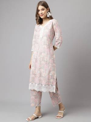 Fancy Baby Pink Colour Partywear Kurti Bottom Set For Girlish Looks 4