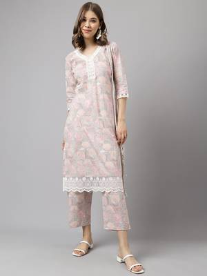 Fancy Baby Pink Colour Partywear Kurti Bottom Set For Girlish Looks 5