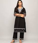 Fancy Black Colour Partywear Kurti Bottom Set For Girlish Looks
