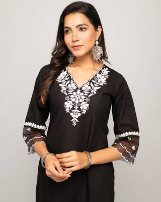 Fancy Black Colour Partywear Kurti Bottom Set For Girlish Looks 3