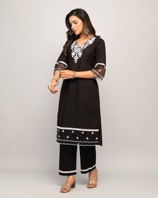 Fancy Black Colour Partywear Kurti Bottom Set For Girlish Looks 4