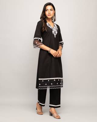 Fancy Black Colour Partywear Kurti Bottom Set For Girlish Looks 5