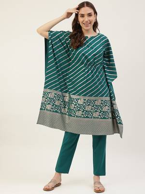 Trending Green Colour Kaftan With Bottom For Elegant Looks 1