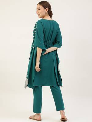 Trending Green Colour Kaftan With Bottom For Elegant Looks 2