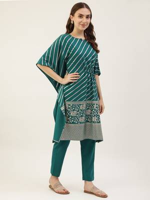 Trending Green Colour Kaftan With Bottom For Elegant Looks 5
