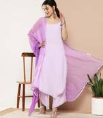Beautifully Amazing Lavender Colour Designer Ethnic Dress For Trendy Girls