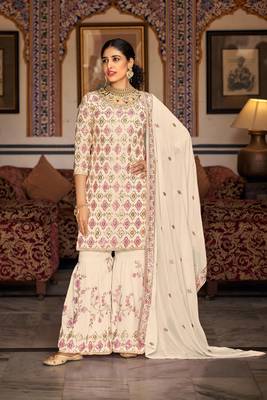 Designer Off White Colour Palazzo Dress For Ethnic Looks 1