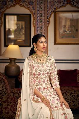 Designer Off White Colour Palazzo Dress For Ethnic Looks 3