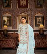 Designer Sea Green Colour Palazzo Dress For Ethnic Looks
