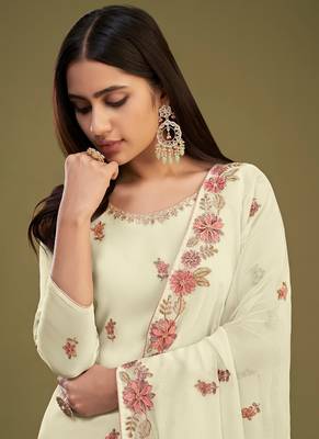 Cream Colour Heavy Partywear Palazzo Dress For Wedding Season 2