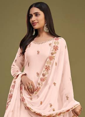 Peach Colour Heavy Partywear Palazzo Dress For Wedding Season 2