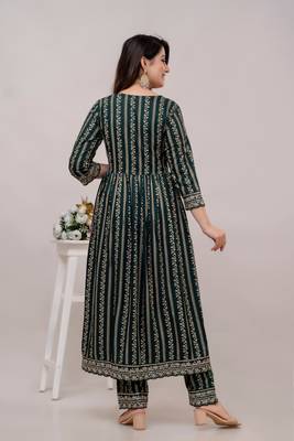 Green Colour Fancy Reaymade Salwar Kameez For Ethnic Party 2
