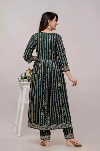Green Colour Fancy Reaymade Salwar Kameez For Ethnic Party