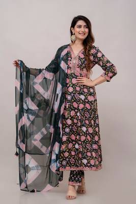 Green Colour Fancy Reaymade Salwar Kameez For Ethnic Party 1