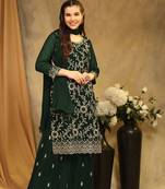 Beautiful Embroidered Palazzo Dress In Girlish Green Colour For Rich Looks