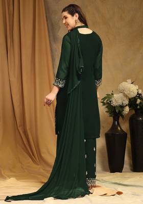 Beautiful Embroidered Palazzo Dress In Girlish Green Colour For Rich Looks 2