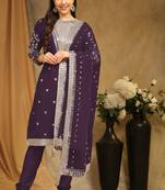Designer Sequance Embroidery Work Wine Colour Beautiful Girlish Look Salwar Kameez