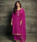 Purple Colour Bollywood Style Woven Embroidered Dress For Party