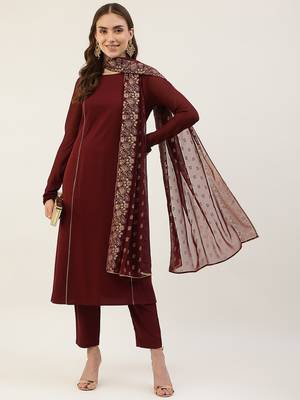 Maroon Colour Girlish Partywear Dress For Trendy Looks 1