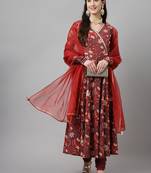 Maroon Colour Girlish Partywear Dress For Trendy Looks
