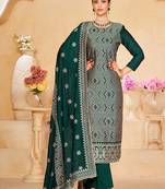 Green Colour Heavy Embroidery Wedding Season Ethnic Dress