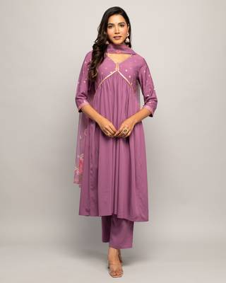 Purple Colour Ethnic Girlish Dress For Partywear Looks 1
